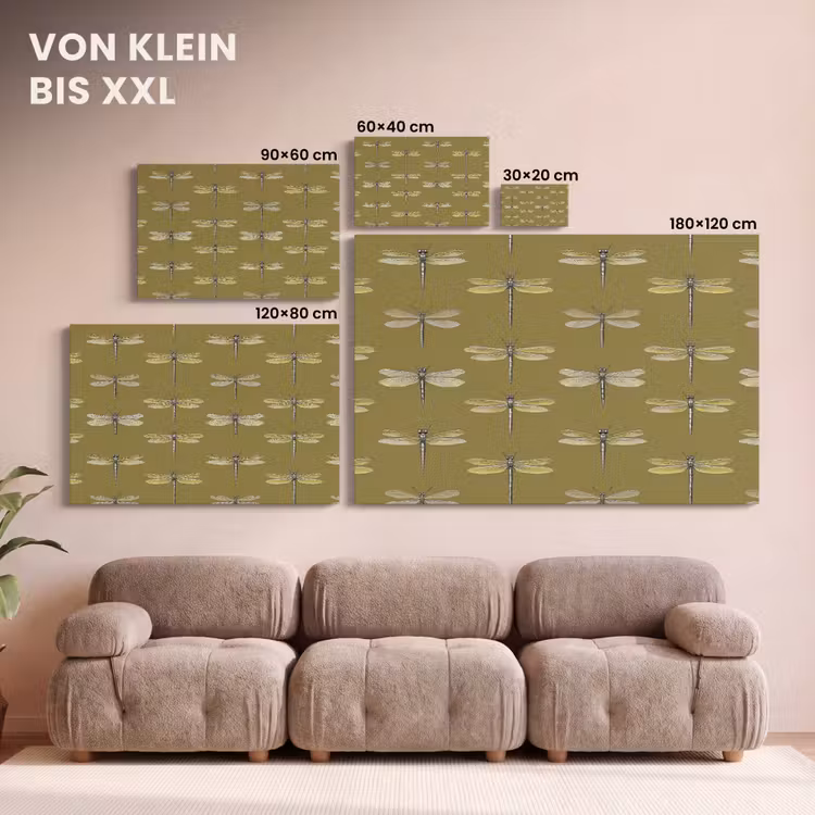 Libellen - Patroon - Groen canvas 2cm klein 34 -Xsfeer8_DE