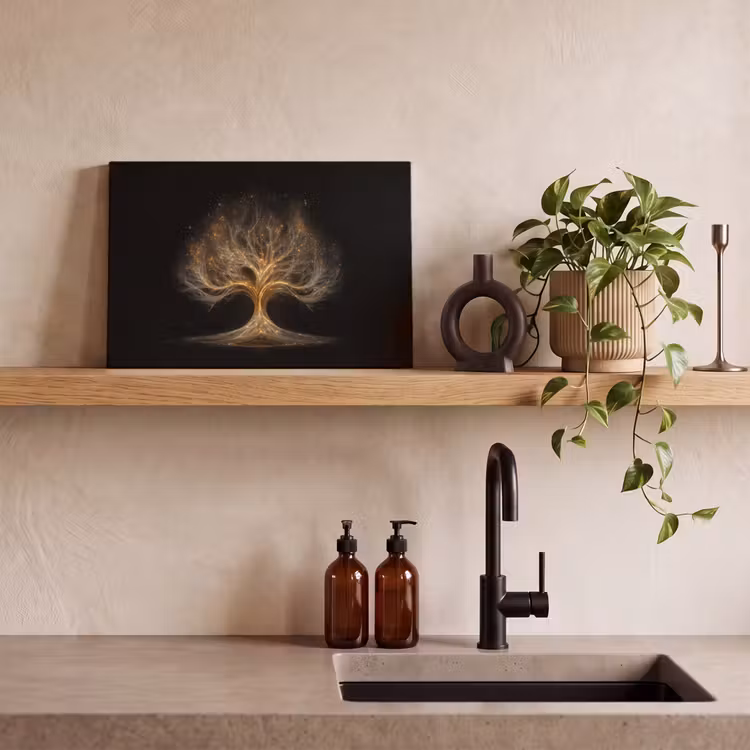 Lichtjes - Boom - Abstract - Zwart canvas 2cm klein -sfeer6