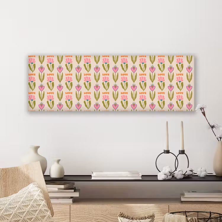 Love - Patroon - Bloemen - Hartjes canvas 2cm klein 828 -sfeer6