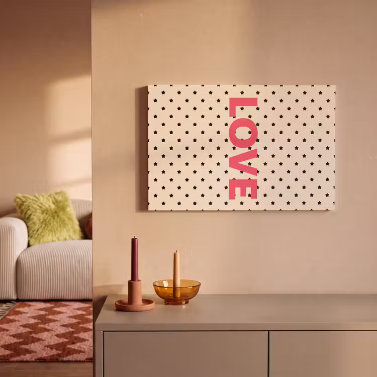 Love - Stippen - Roze canvas 2cm klein -sfeer1