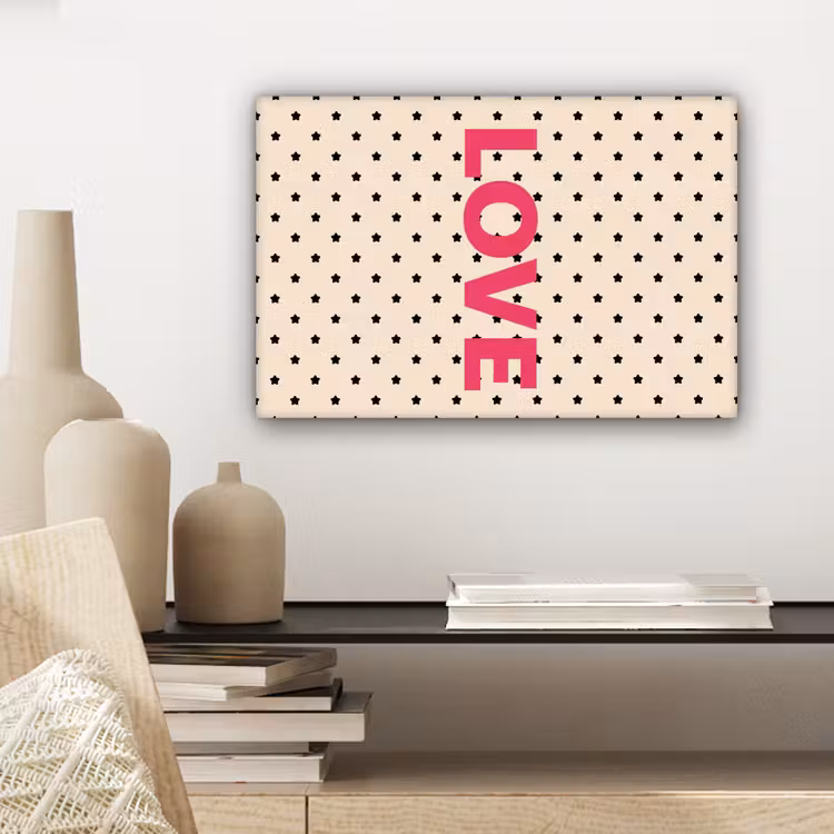 Love - Stippen - Roze canvas 2cm klein -sfeer6