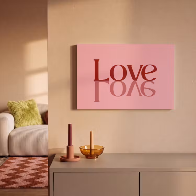 Love - Roze - Spiegeling canvas 2cm klein -sfeer1