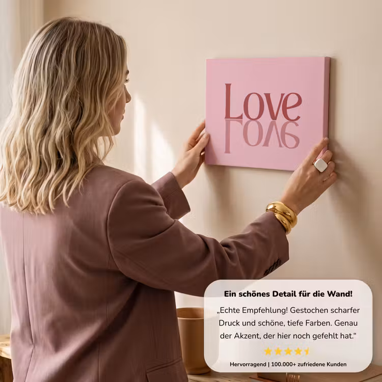 Love - Roze - Spiegeling canvas 2cm klein -Xsfeer7_DE