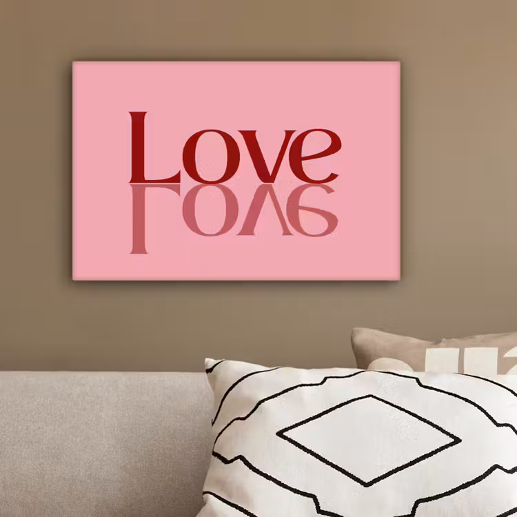 Love - Roze - Spiegeling canvas 2cm klein -sfeer3