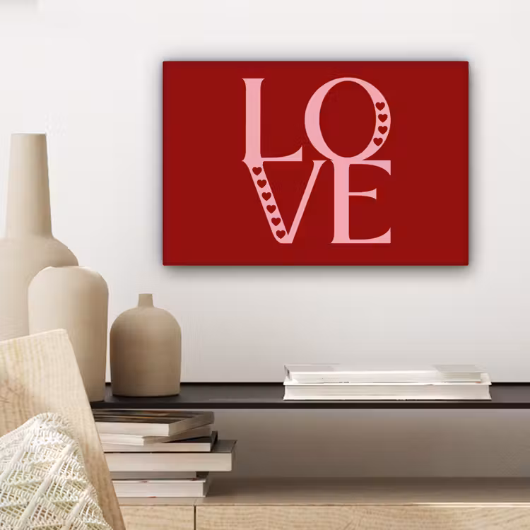 Love - Rood - Hatjes canvas 2cm klein -uniquesellingpoint_afwerking-onlywow_DE