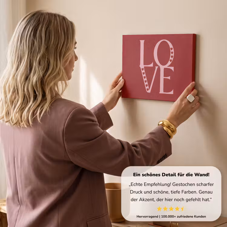 Love - Rood - Hatjes canvas 2cm klein -sfeer3