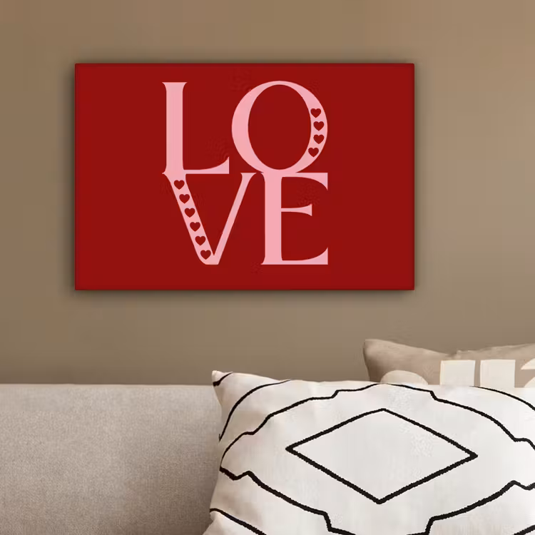 Love - Rood - Hatjes canvas 2cm klein -sfeer6