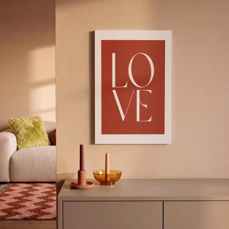 Love - Rood - Minimalistisch canvas 2cm klein -sfeer1