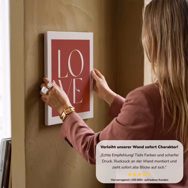 Love - Rood - Minimalistisch canvas 2cm klein -Xsfeer7_DE