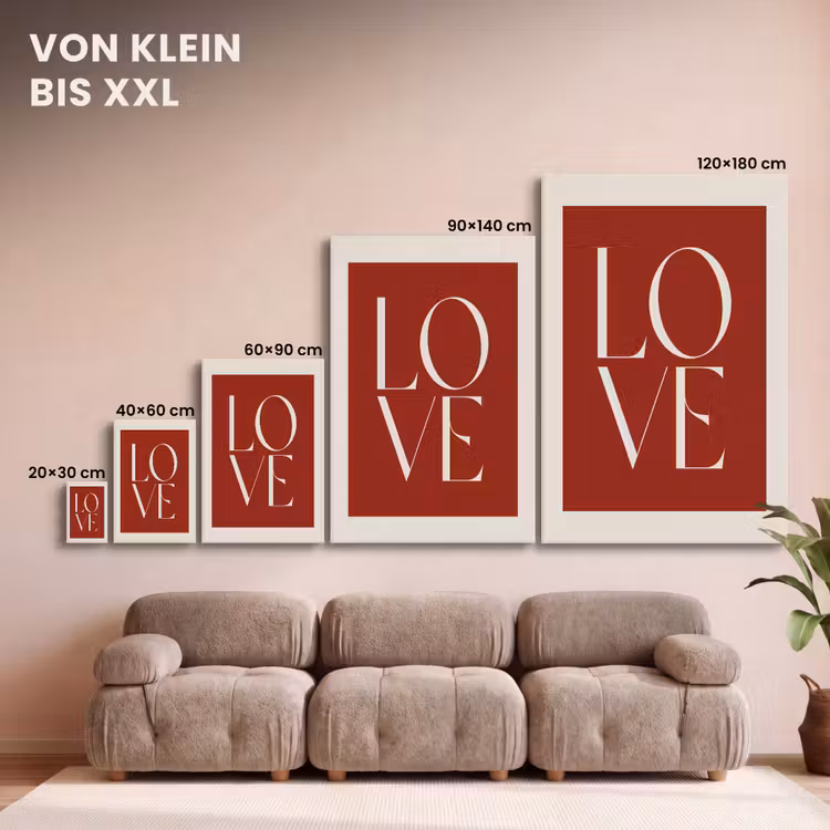 Love - Rood - Minimalistisch canvas 2cm klein -Xsfeer8_DE