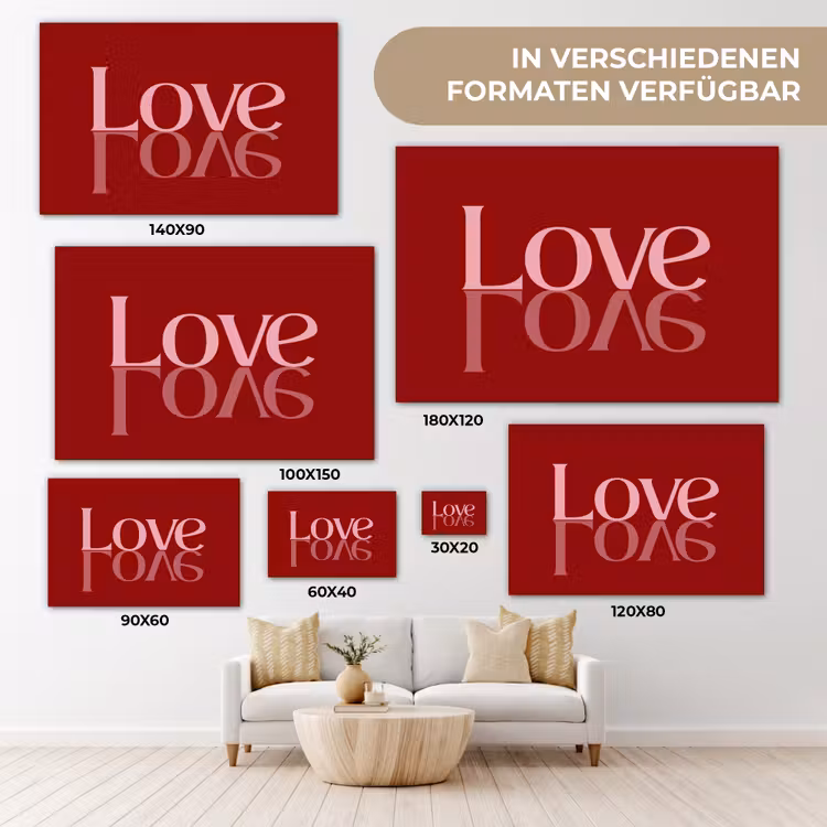 Love - Spiegeling - Rood canvas 2cm klein -Xsfeer8_DE