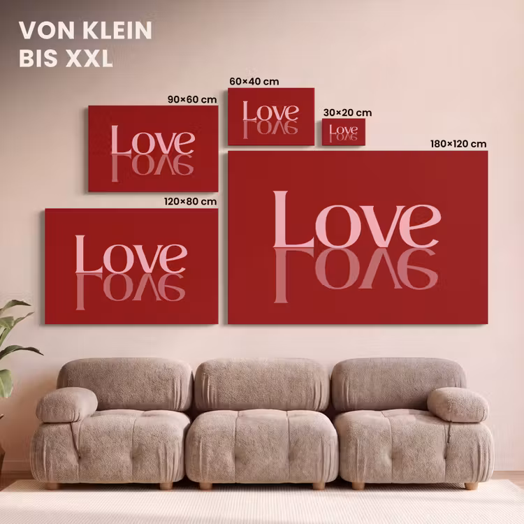 Love - Spiegeling - Rood canvas 2cm klein -Xsfeer8_DE