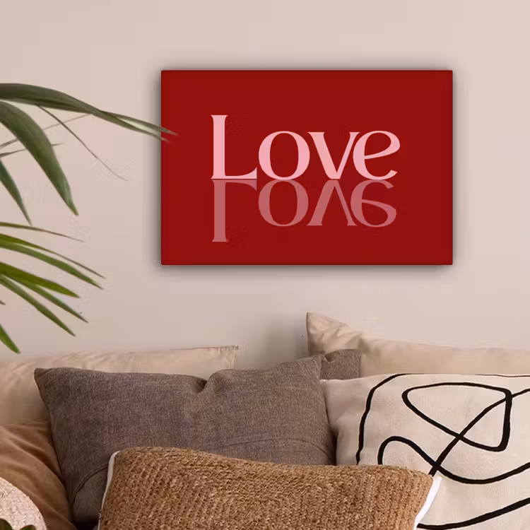 Love - Spiegeling - Rood canvas 2cm klein -sfeer1
