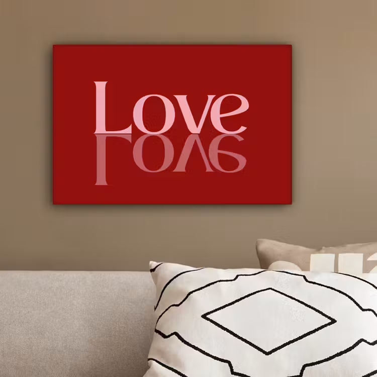 Love - Spiegeling - Rood canvas 2cm klein -sfeer3