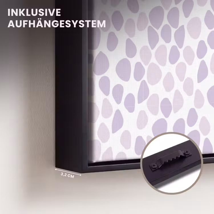 Paars - Vormen - Patroon Canvas met baklijst klein 1124 -closeup_ophangsysteem_DE