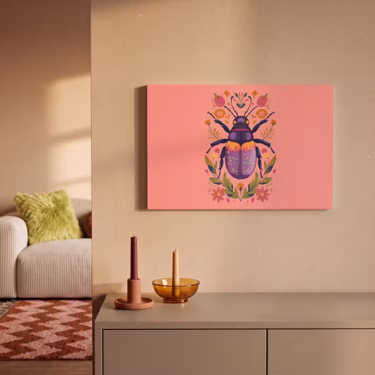 Paars - Kever - Stipjes - Bloemen canvas 2cm klein -sfeer1