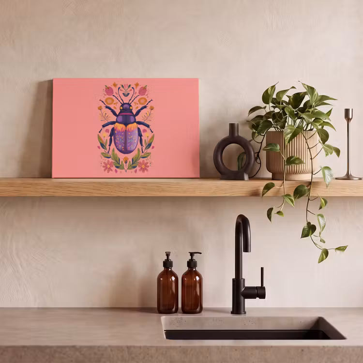 Paars - Kever - Stipjes - Bloemen canvas 2cm klein -closeup_print_DE