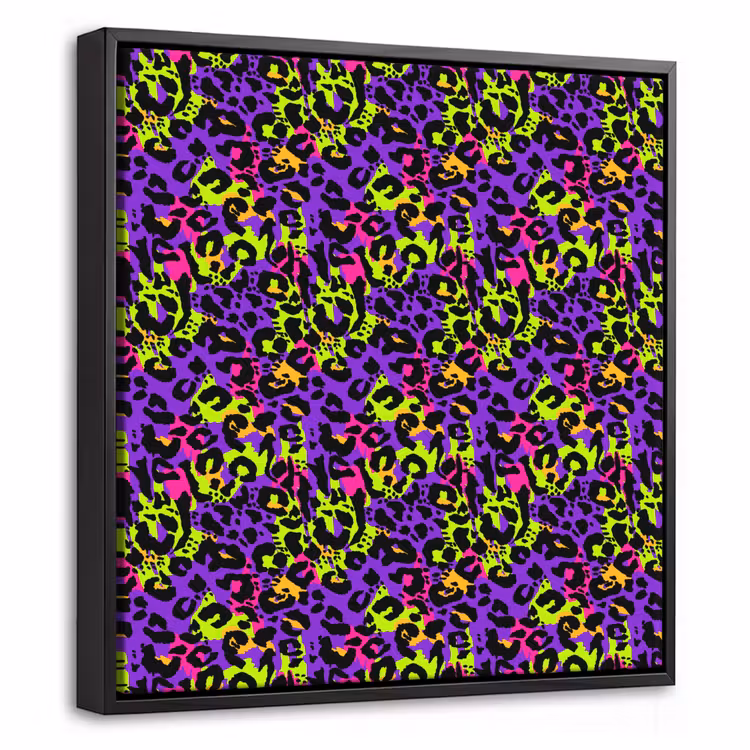 Paars - Neon - Dieren - Panter Canvas met baklijst klein 1124 -threedimensional_3d_global