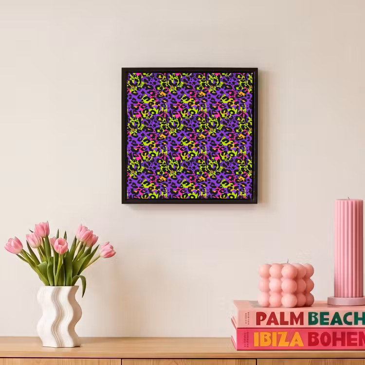 Paars - Neon - Dieren - Panter Canvas met baklijst klein 1124 -atmosphere_sfeer1_global