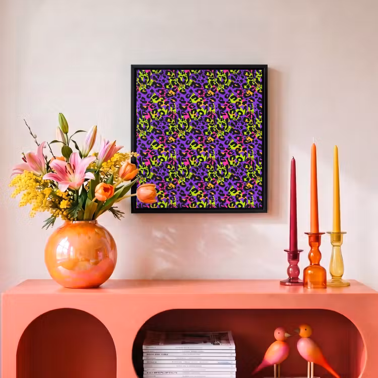Paars - Neon - Dieren - Panter Canvas met baklijst klein 1124 -atmosphere_sfeer3_global