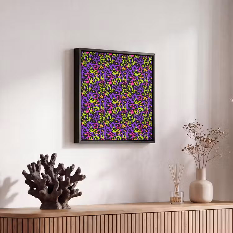 Paars - Neon - Dieren - Panter Canvas met baklijst klein 1124 -atmosphere_sfeer4_global