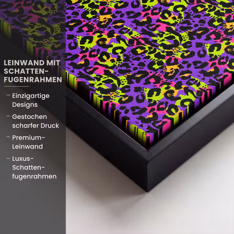 Paars - Neon - Dieren - Panter Canvas met baklijst klein 1124 -uniquesellingpoint_productkenmerken_DE