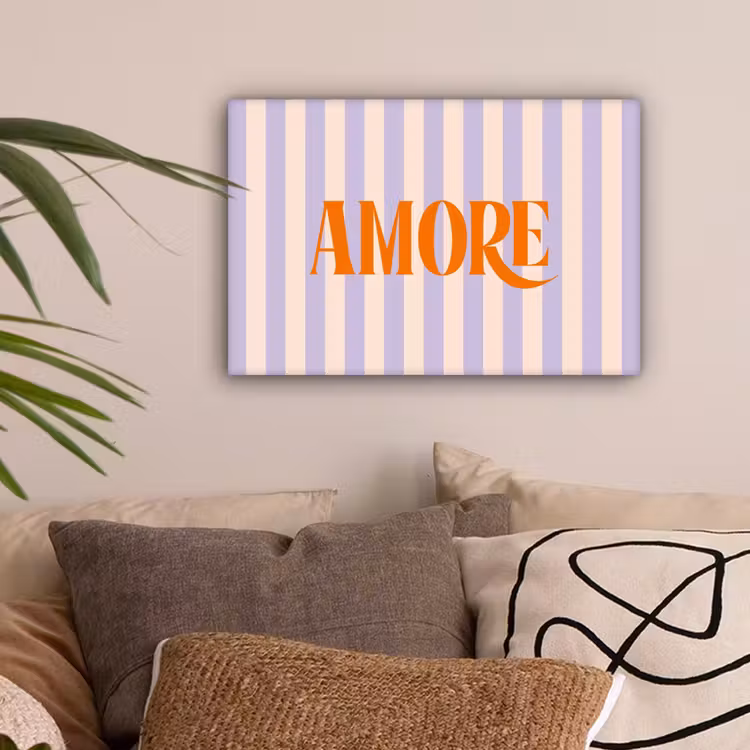 Lila - Oranje - Strepen - Amore canvas 2cm klein -sfeer1