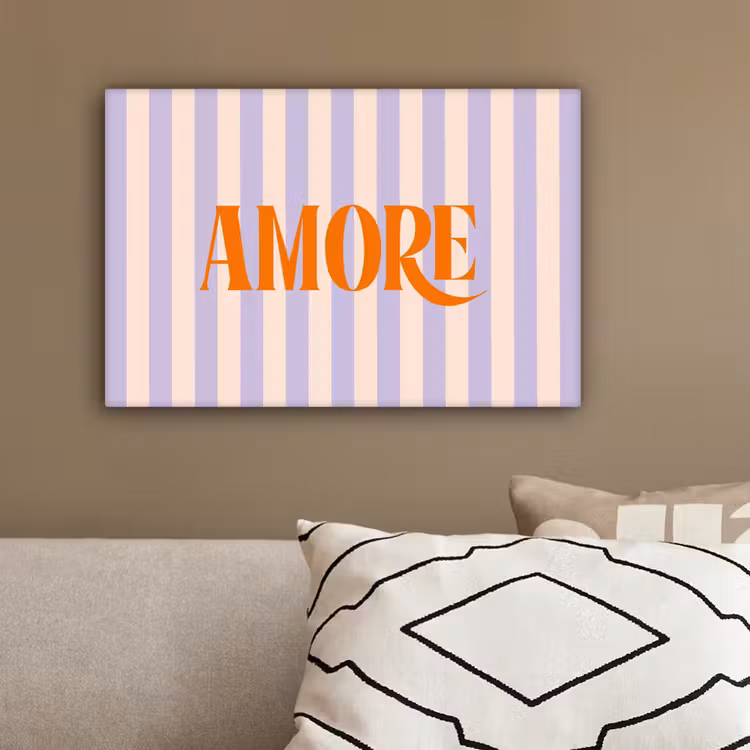 Lila - Oranje - Strepen - Amore canvas 2cm klein -sfeer3