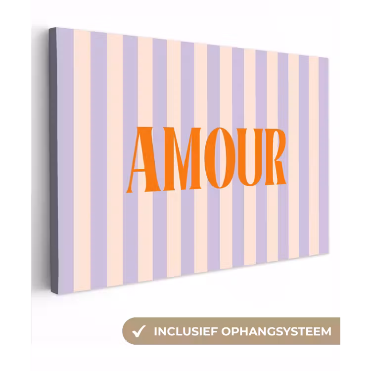 Lila - Oranje - Strepen - Amour canvas 2cm klein -3d
