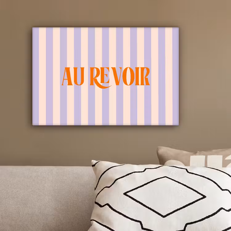 Lila - Oranje - Strepen - Au Revoir canvas 2cm klein -sfeer3