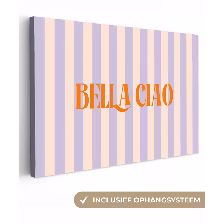 Lila - Oranje - Strepen - Bella Ciao canvas 2cm klein -3d