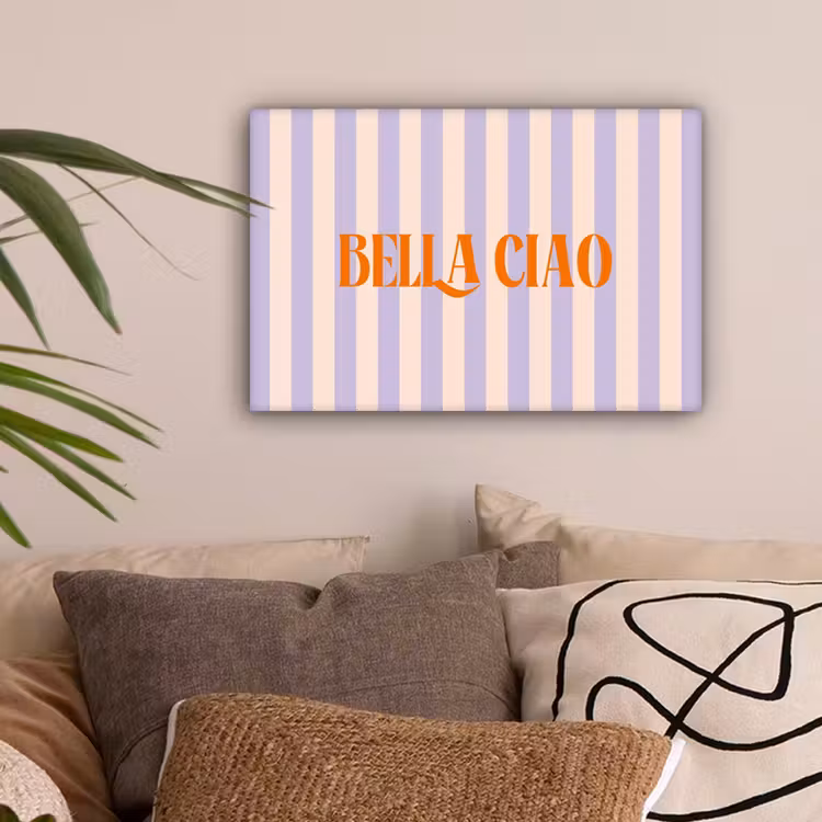 Lila - Oranje - Strepen - Bella Ciao canvas 2cm klein -sfeer1