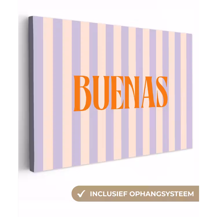 Lila - Oranje - Strepen - Buenas canvas 2cm klein -3d