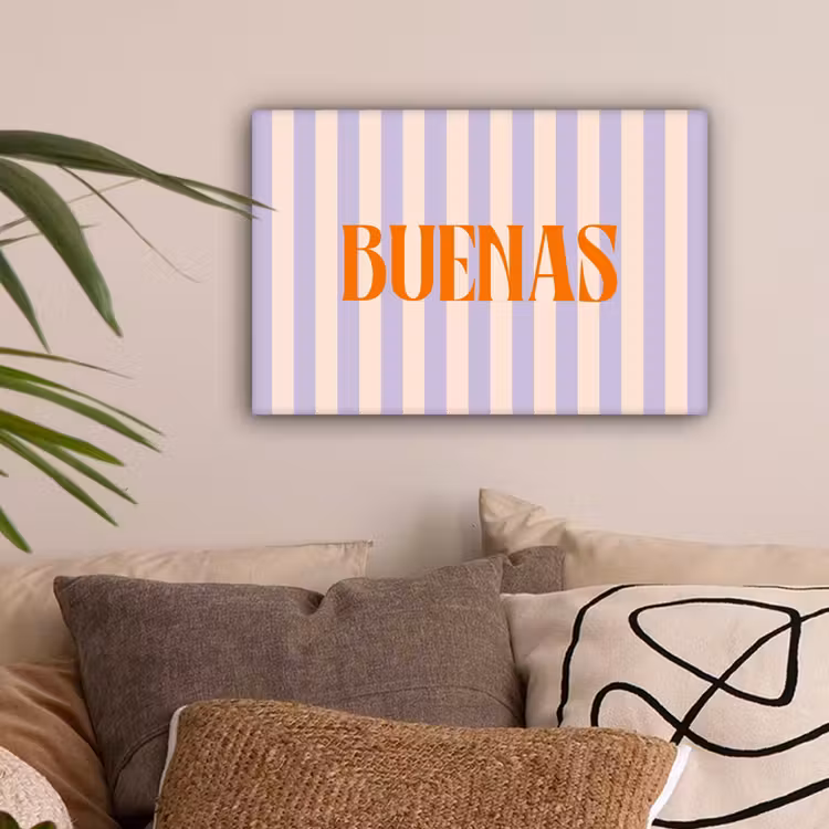 Lila - Oranje - Strepen - Buenas canvas 2cm klein -sfeer1