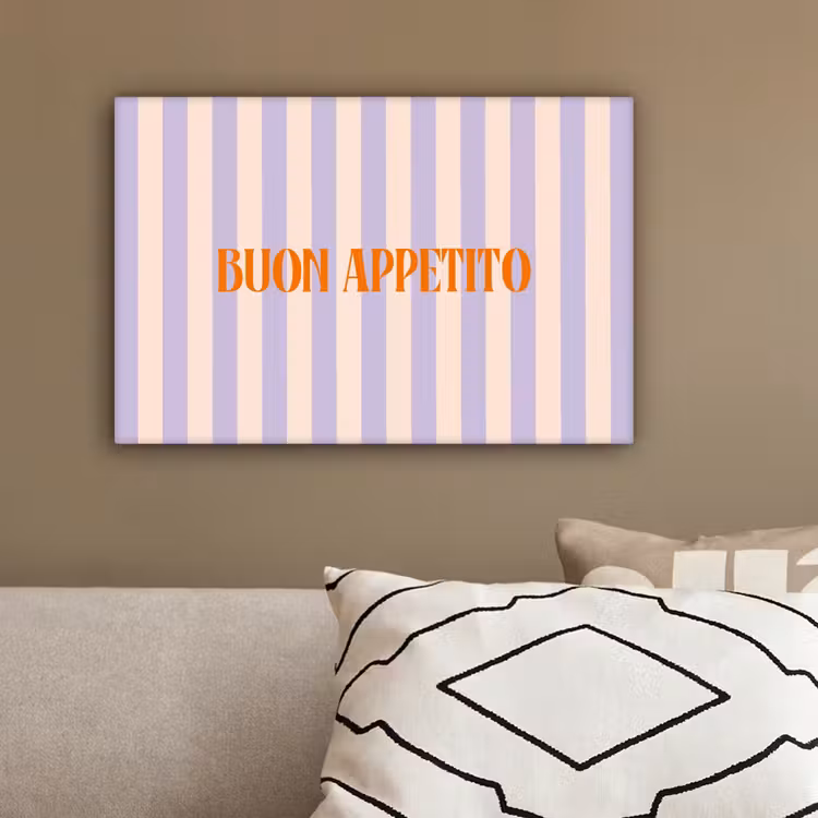 Lila - Oranje - Strepen - Buon Appetito canvas 2cm klein -sfeer3