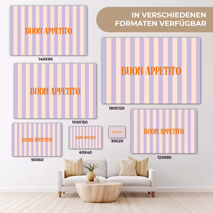 Lila - Oranje - Strepen - Buon Appetito canvas 2cm klein -Xsfeer8_DE