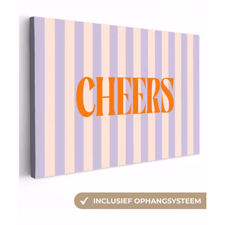 Lila - Oranje - Strepen - Cheers canvas 2cm klein -3d