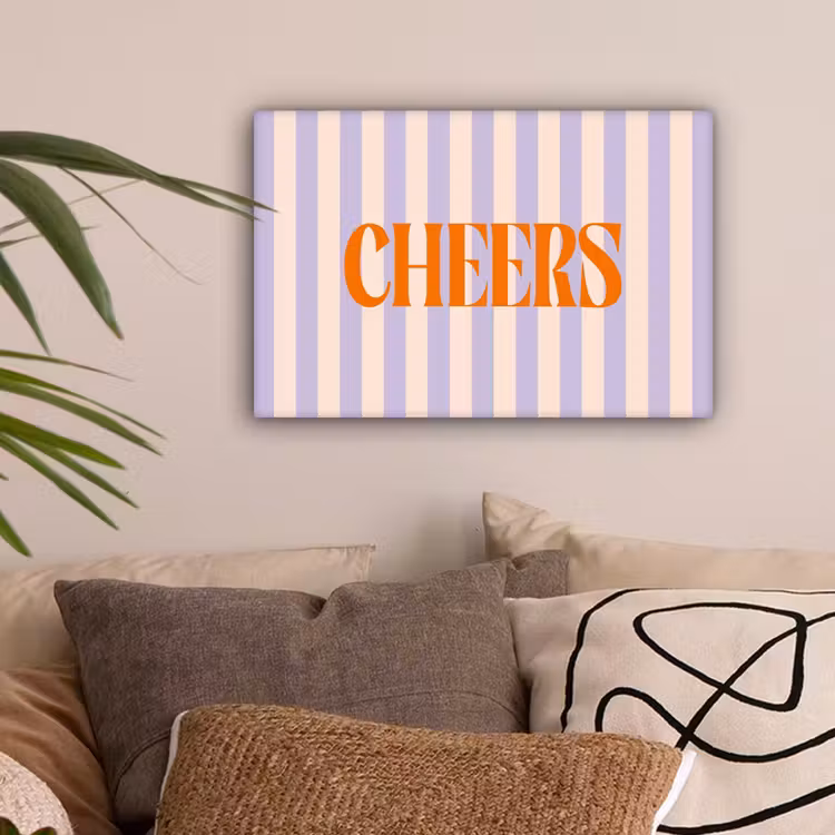 Lila - Oranje - Strepen - Cheers canvas 2cm klein -sfeer1