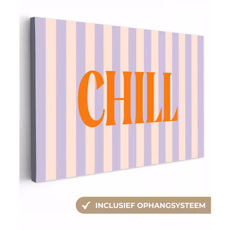 Lila - Oranje - Strepen - Chill canvas 2cm klein -3d