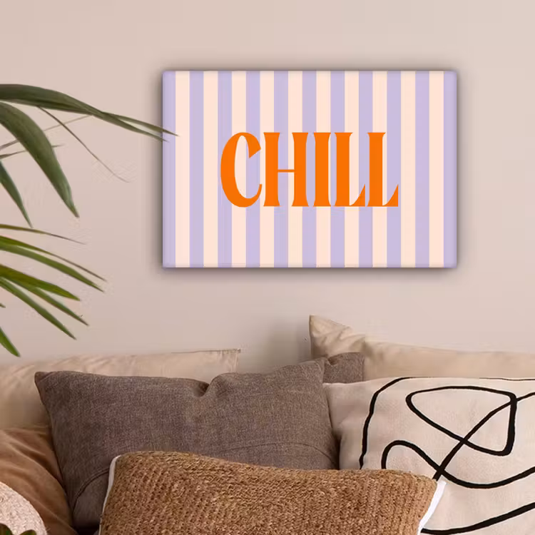 Lila - Oranje - Strepen - Chill canvas 2cm klein -sfeer1