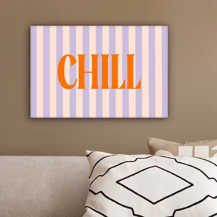 Lila - Oranje - Strepen - Chill canvas 2cm klein -sfeer3