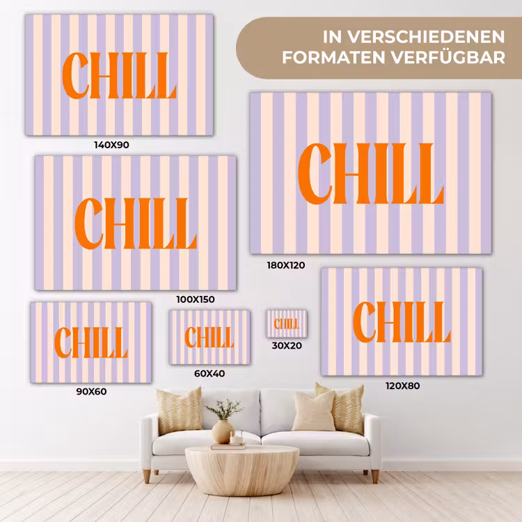 Lila - Oranje - Strepen - Chill canvas 2cm klein -Xsfeer8_DE