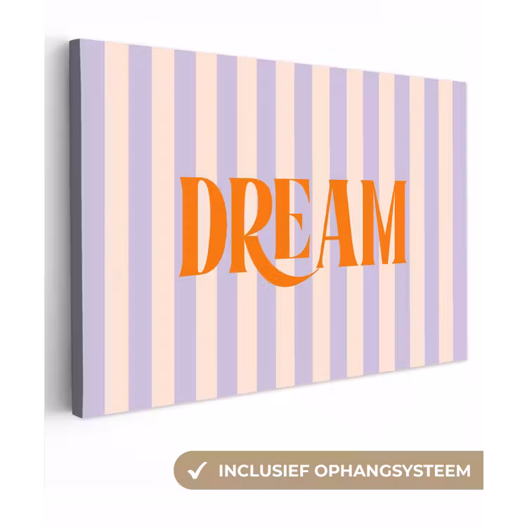 Lila - Oranje - Strepen - Dream canvas 2cm klein -3d