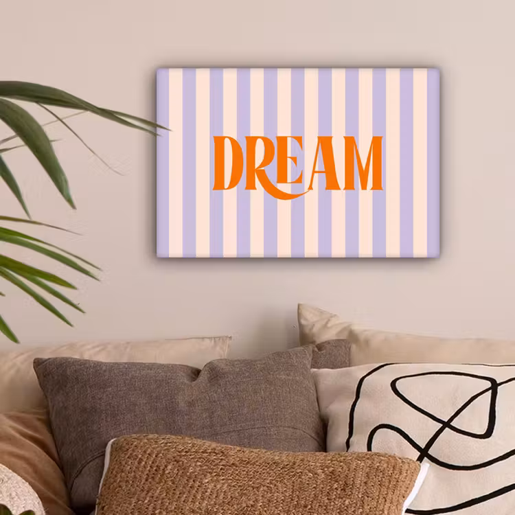 Lila - Oranje - Strepen - Dream canvas 2cm klein -sfeer1