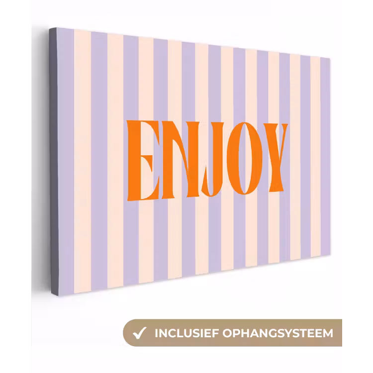 Lila - Oranje - Strepen - Enjoy canvas 2cm klein -3d