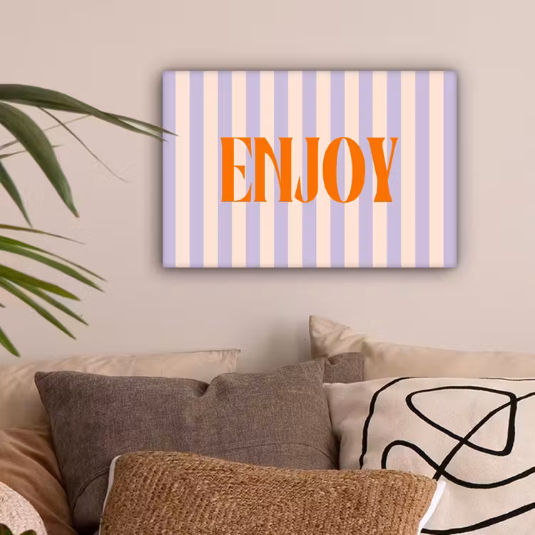 Lila - Oranje - Strepen - Enjoy canvas 2cm klein -sfeer1