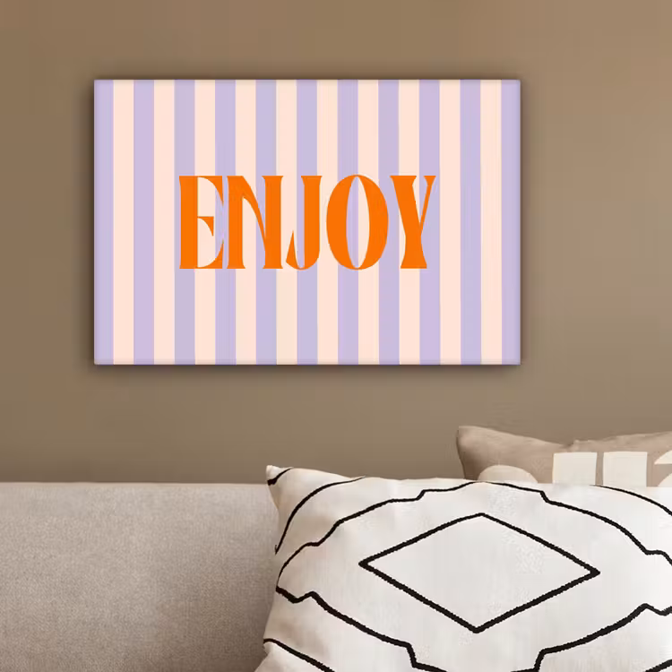 Lila - Oranje - Strepen - Enjoy canvas 2cm klein -sfeer3