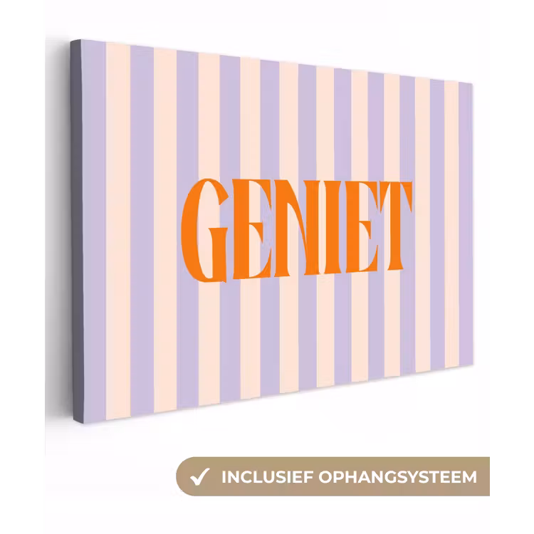 Lila - Oranje - Strepen - Geniet canvas 2cm klein -3d
