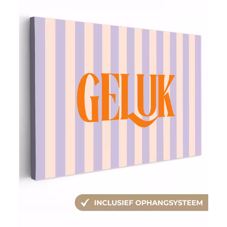 Lila - Oranje - Strepen - Geluk canvas 2cm klein -3d
