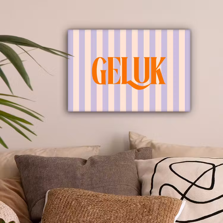 Lila - Oranje - Strepen - Geluk canvas 2cm klein -sfeer1